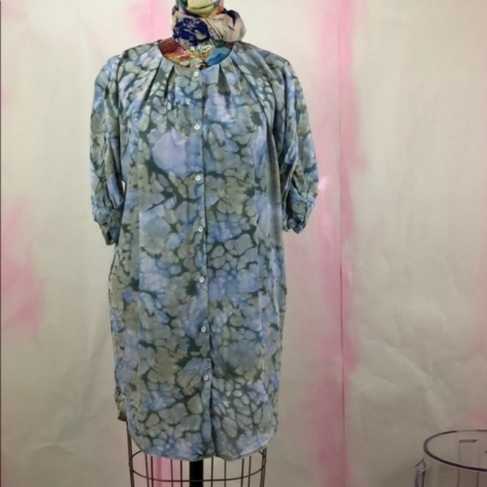 Aritzia Wilfred Abstract Silk Print Shirtdress